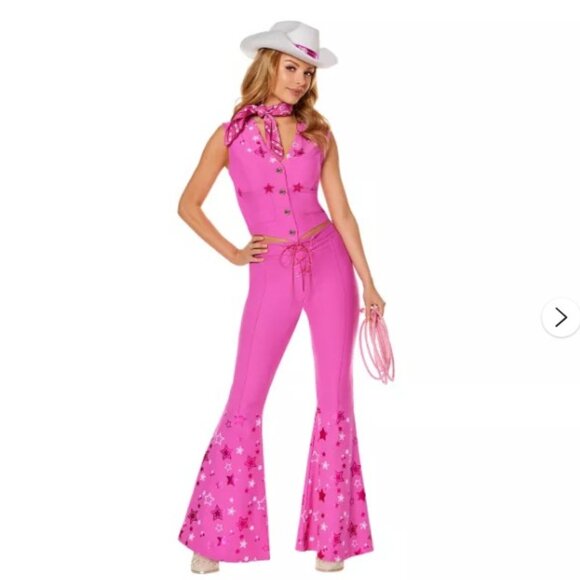 SPIRIT OF HALLOWEEN SZ XL Adult Western Barbie Costume + HAT + WIG + BANDANA - Picture 1 of 16